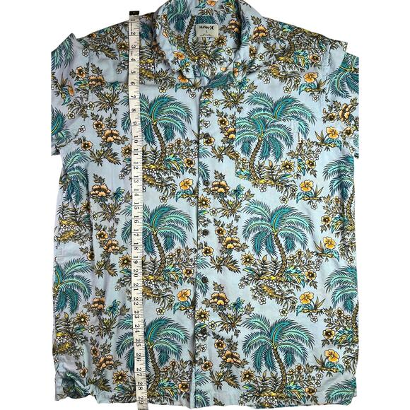 Hurley Hawaiian Shirt Mens Large Palm Tree Floral Aloha Surf Beach Button Up - Picture 11 of 11
